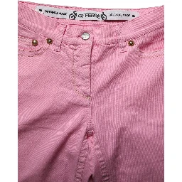 Pink Mid-Waisted Flared Denim Casual Jeans