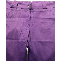 Violet Cotton Stretch High Waist Cropped Trouser Pants
