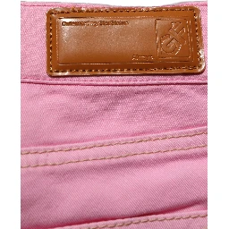 Pink Mid-Waisted Flared Denim Casual Jeans