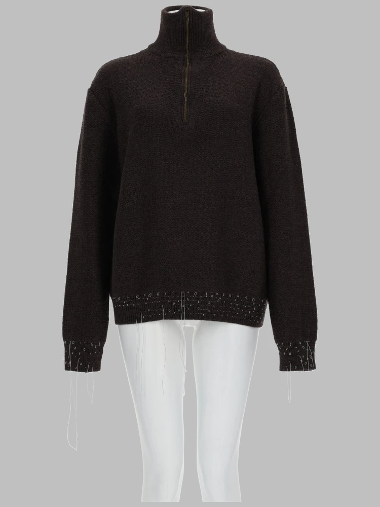 MAGLIA IN LANA CON ZIP A UN QUARTO