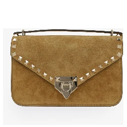 Rockstud small suede crossbody bag