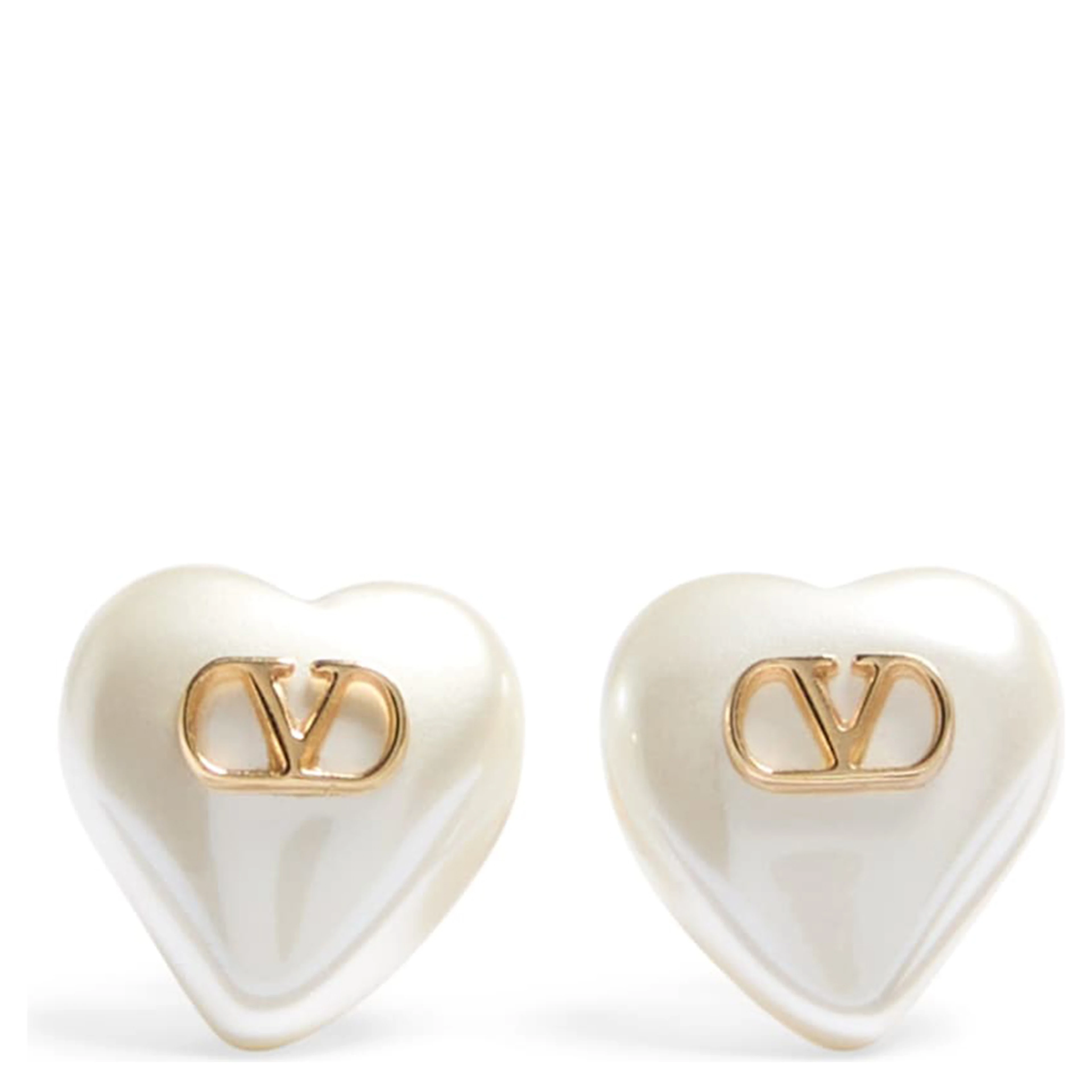 VLogo Signature metal and pearl earrings