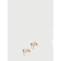 VLogo Signature metal and pearl earrings