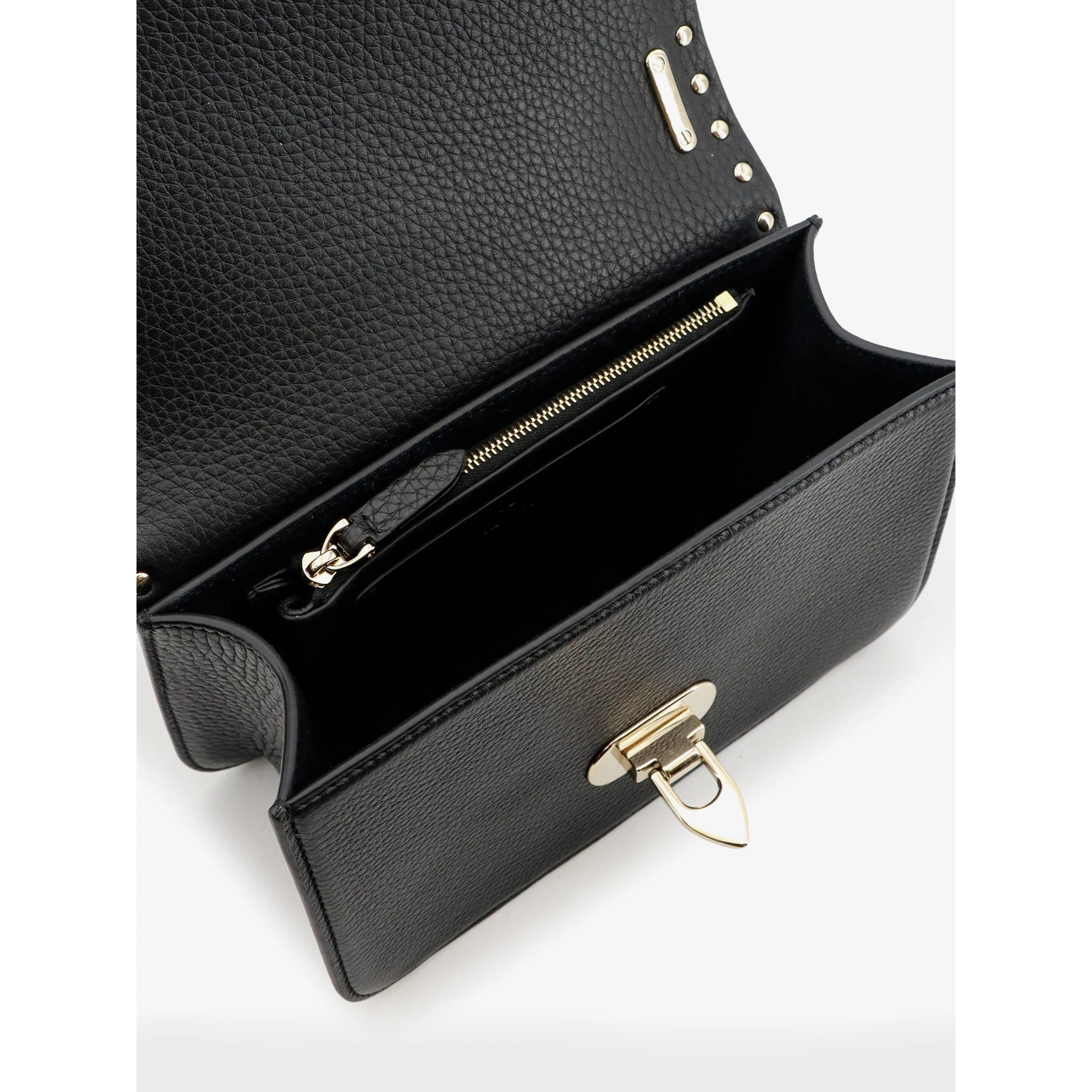 Grained calfskin small Rockstud crossbody bag