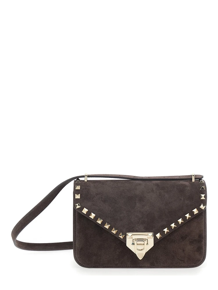 Rockstud small suede crossbody bag