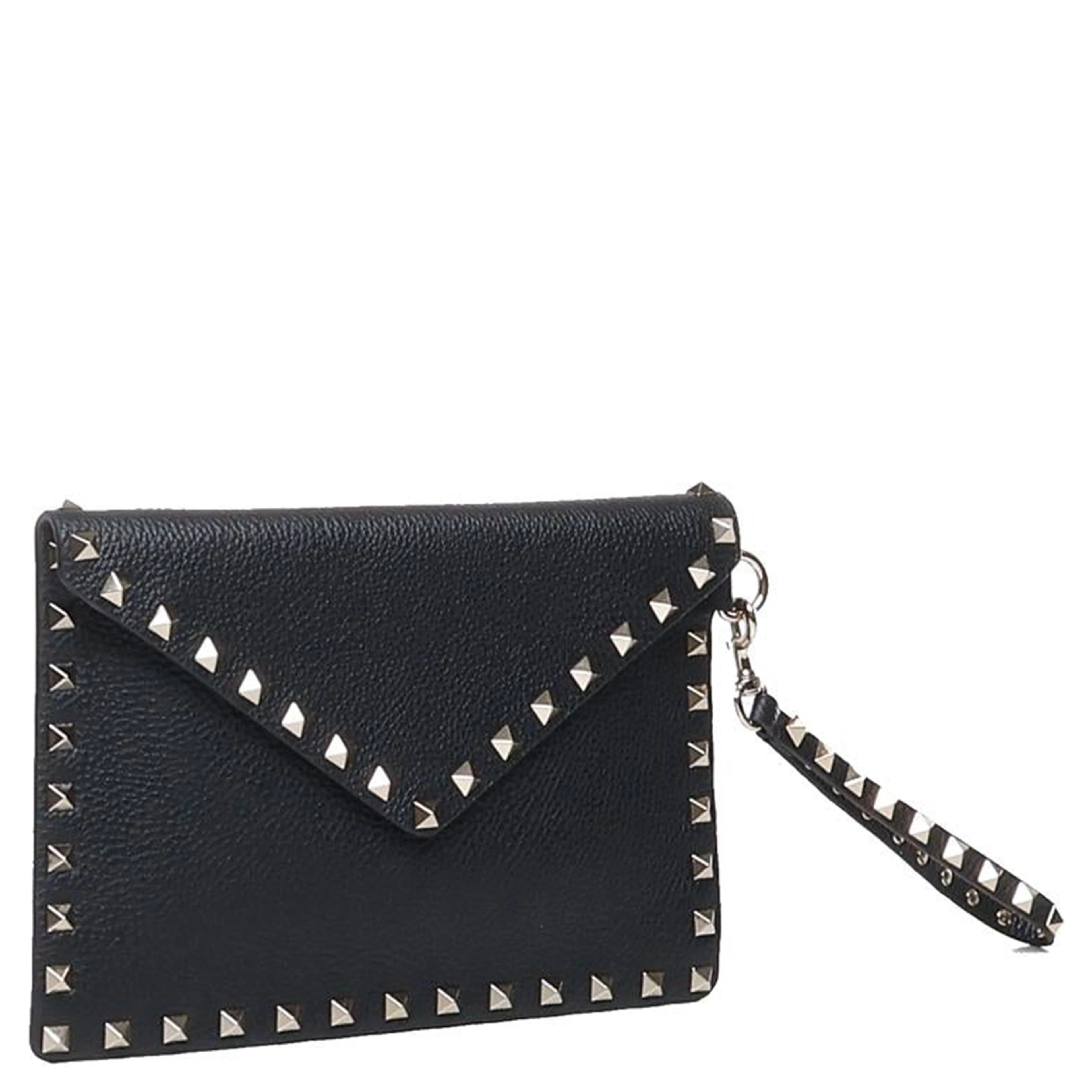 Grainy calfskin Rockstud pouch