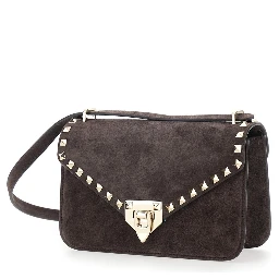 Rockstud small suede crossbody bag