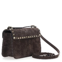 Rockstud small suede crossbody bag