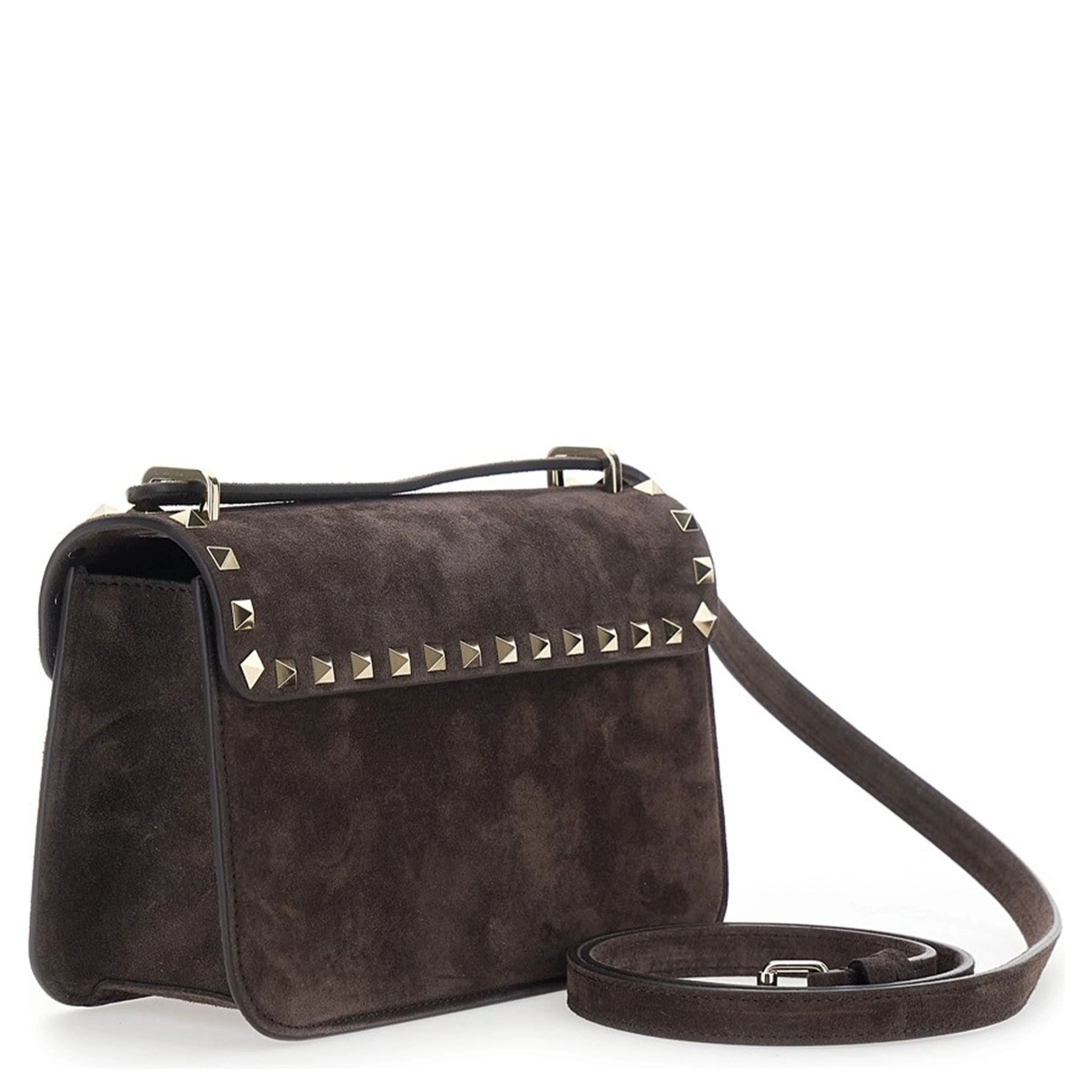 Rockstud small suede crossbody bag
