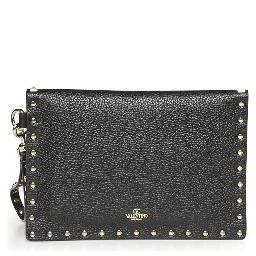 Grainy calfskin Rockstud pouch