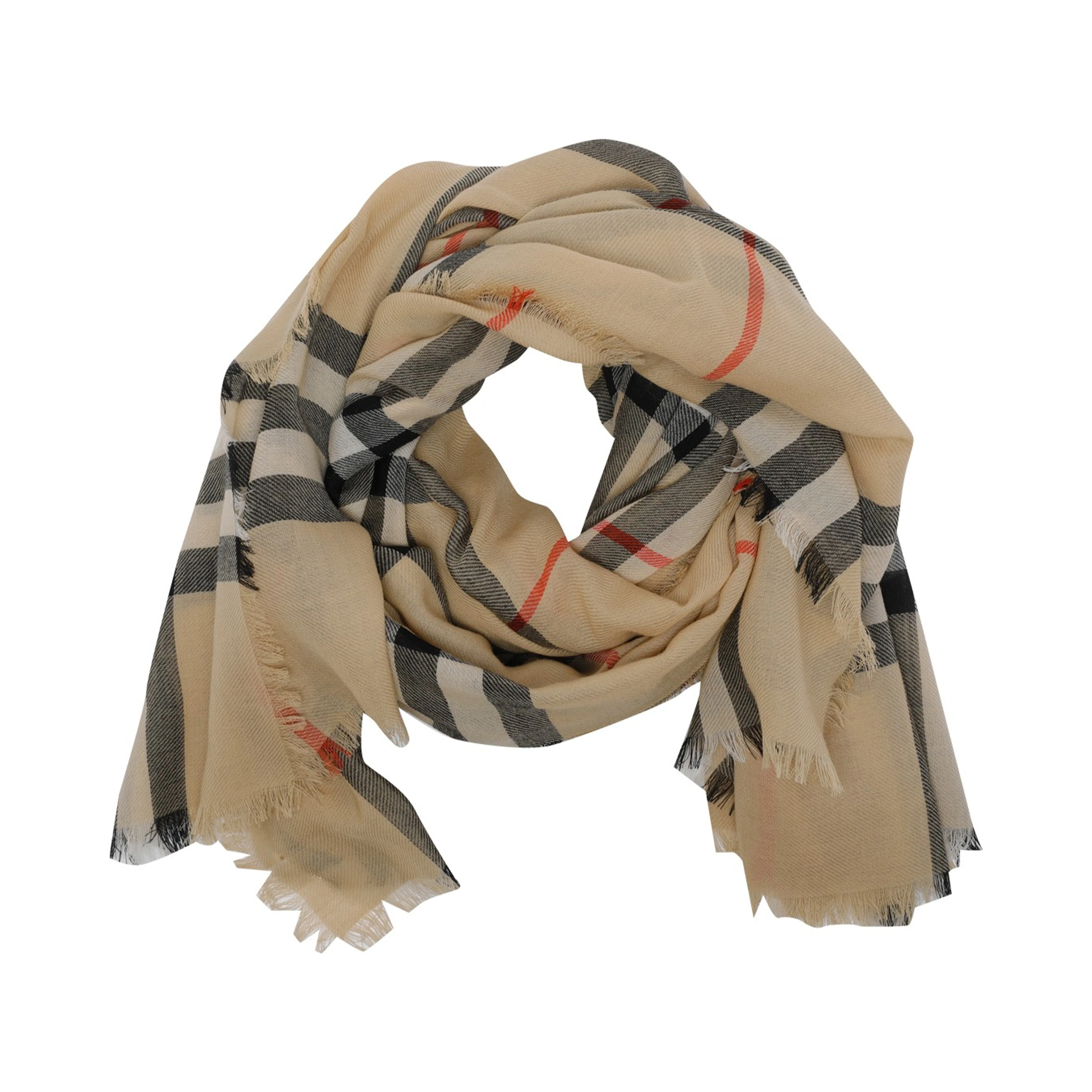 Check wool scarf