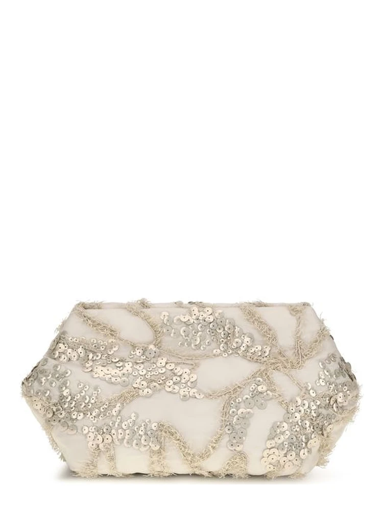 Beige Silk Shoulder Bag