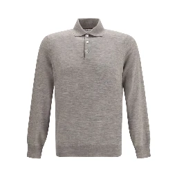 Gray Cashmere Polo Shirt