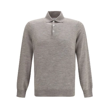 Gray Cashmere Polo Shirt