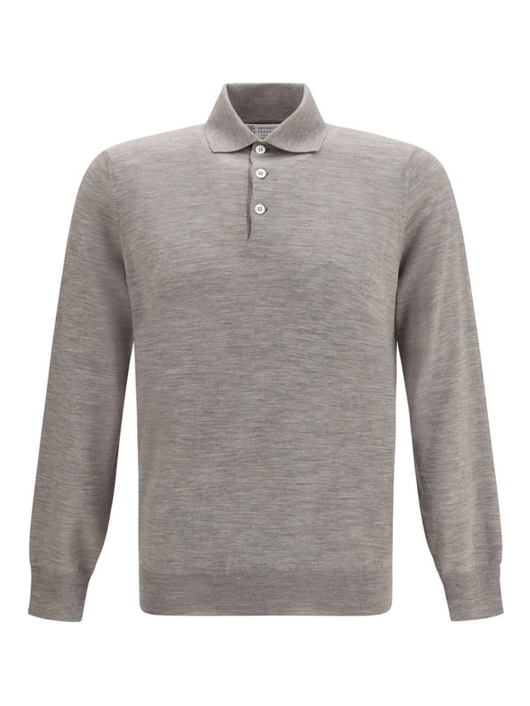 Gray Cashmere Polo Shirt