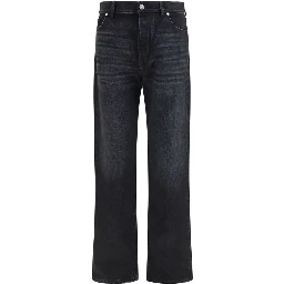 Black Cotton Straight-Leg Jeans
