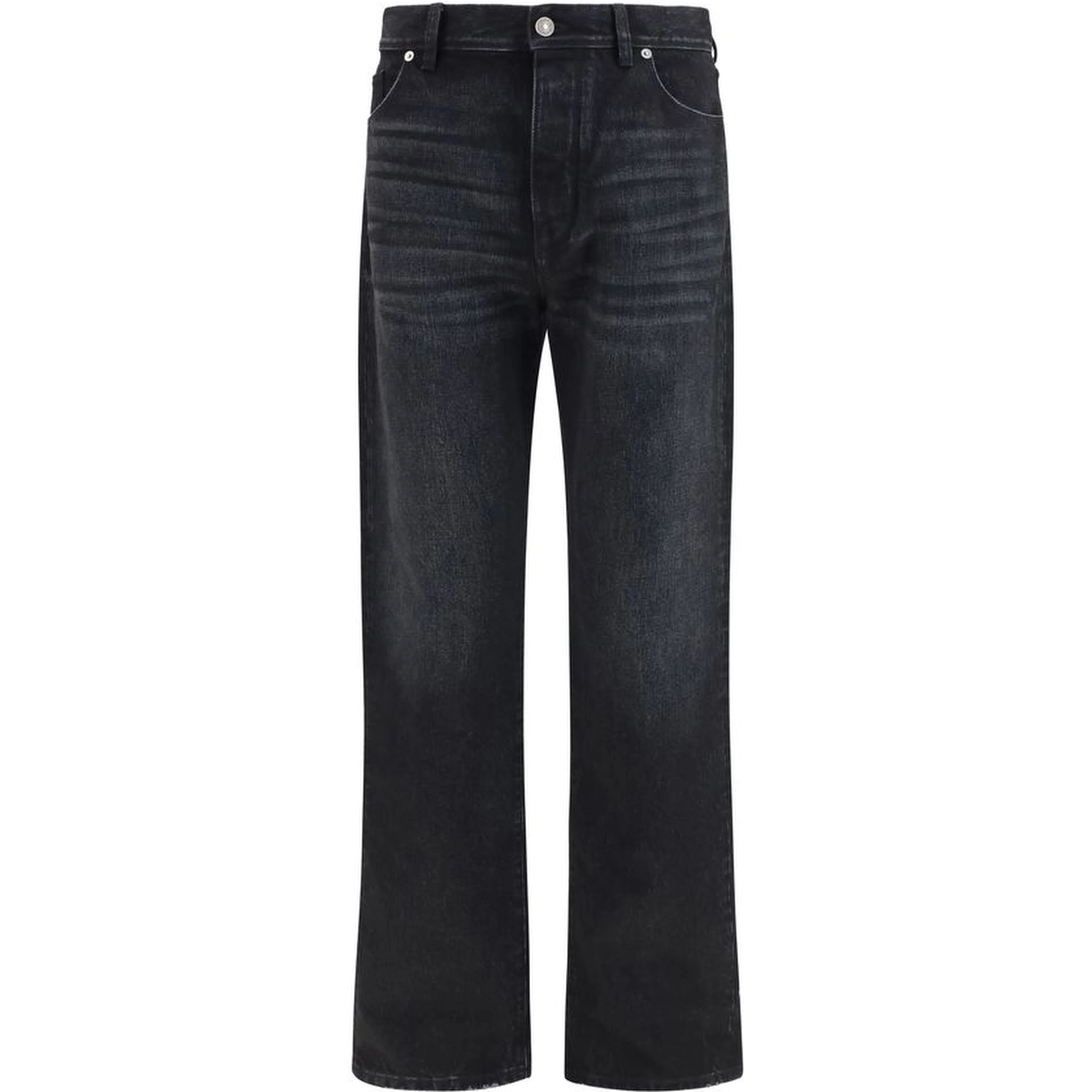 Black Cotton Straight-Leg Jeans
