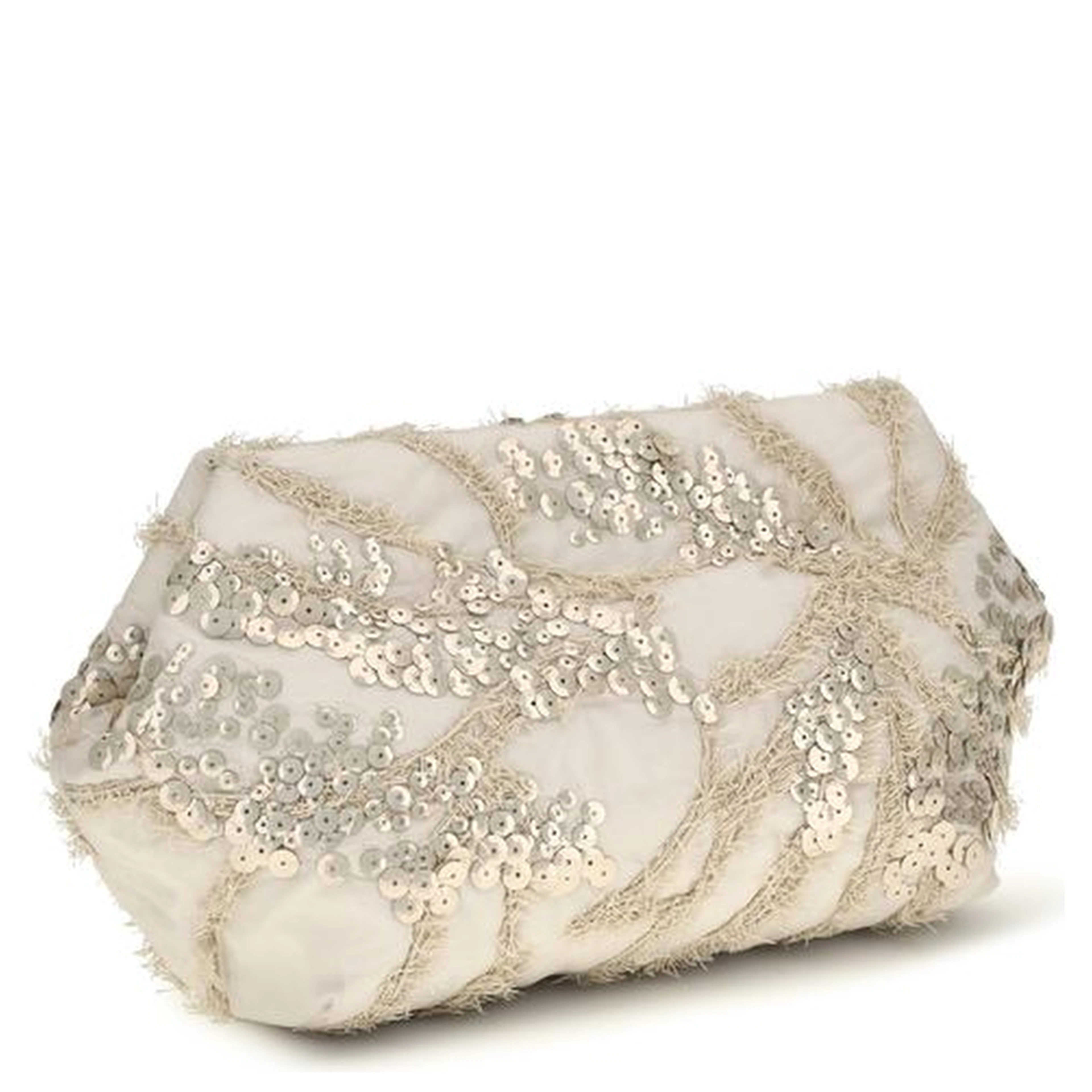 Beige Silk Shoulder Bag