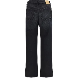 Black Cotton Straight-Leg Jeans