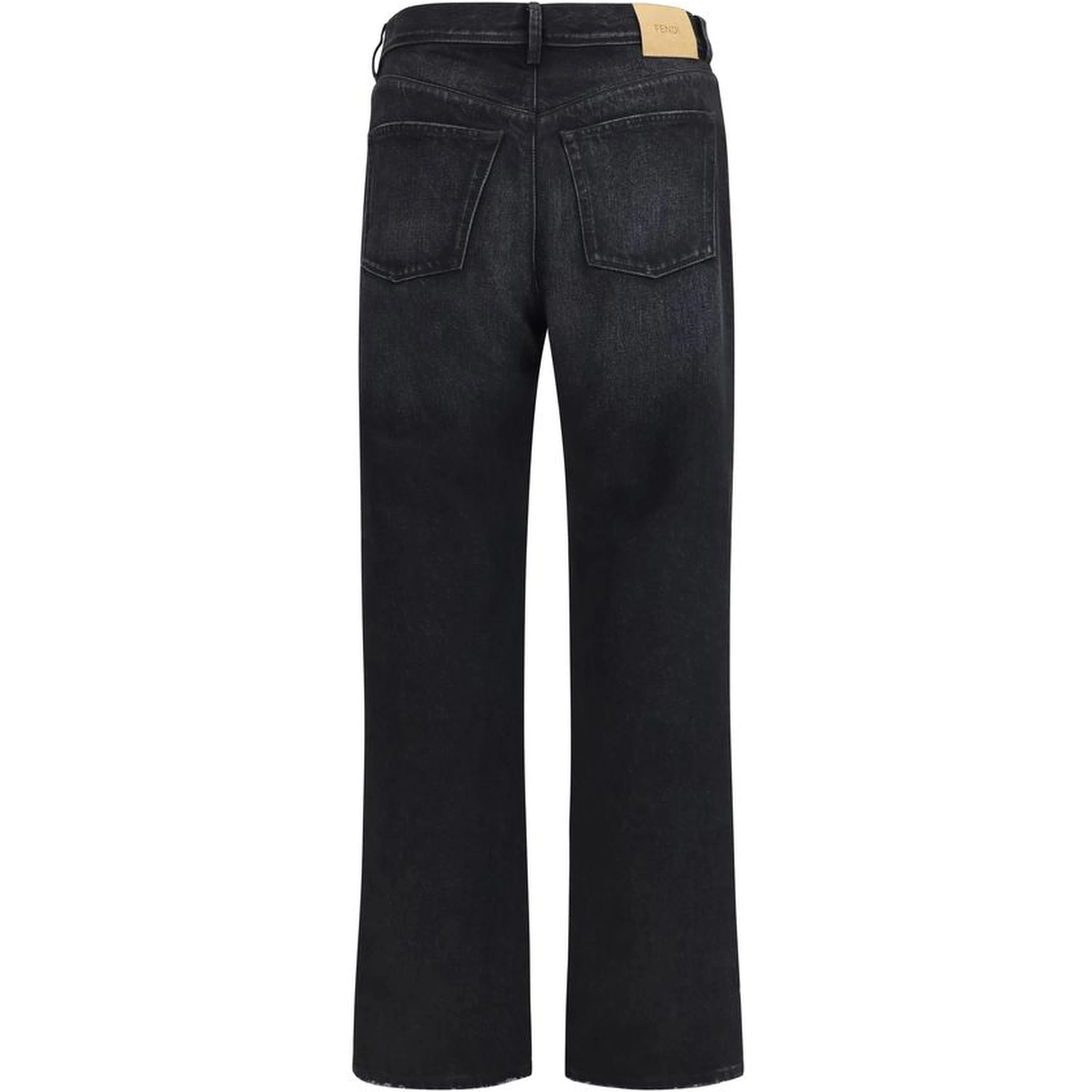 Black Cotton Straight-Leg Jeans