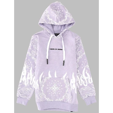 LILAC KIDS HOODIE WITH BANDANA PRINT