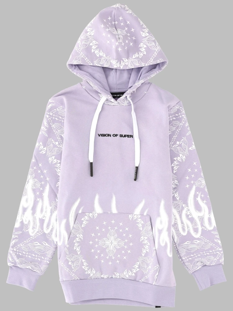 LILAC KIDS HOODIE WITH BANDANA PRINT