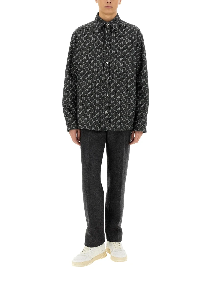 REVERSIBLE WOOL AND DENIM GG SHIRT