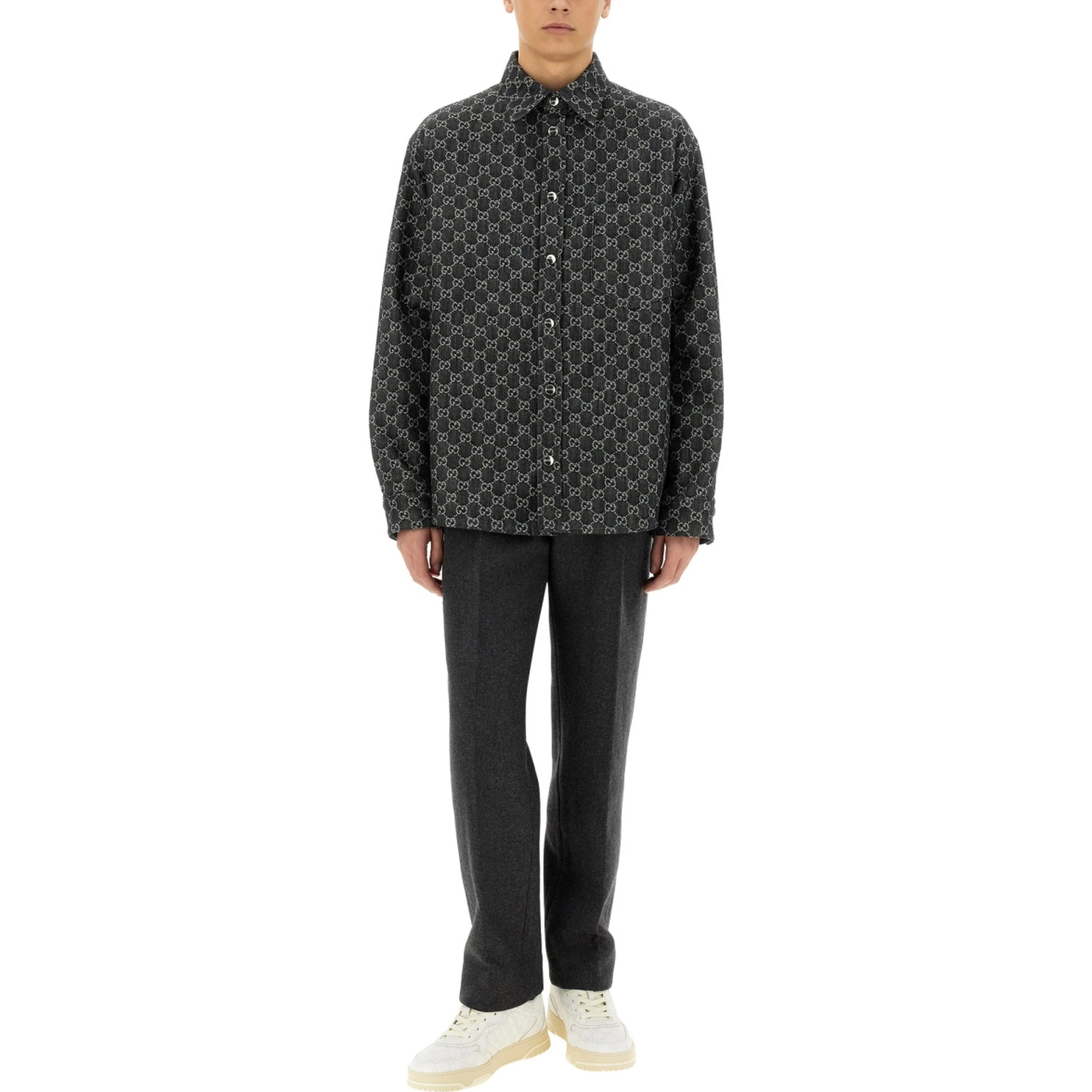 REVERSIBLE WOOL AND DENIM GG SHIRT