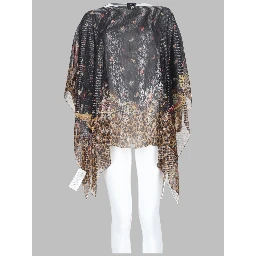 TOP PONCHO CON STAMPA PAISLEY E ANIMALIER