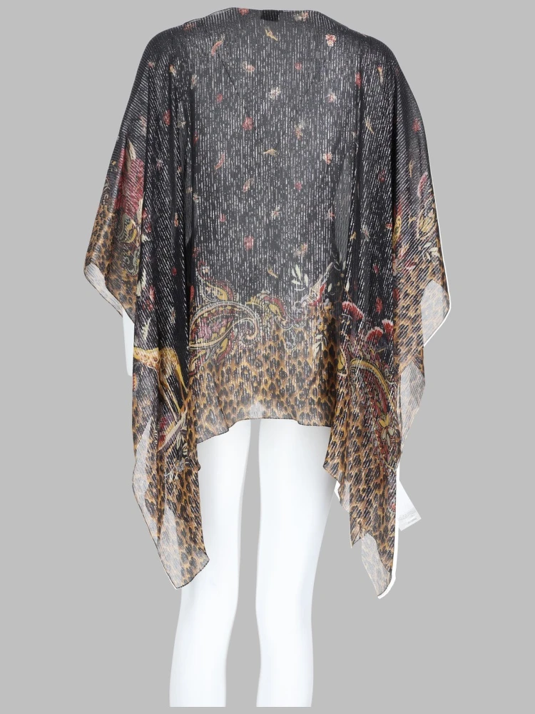 TOP PONCHO CON STAMPA PAISLEY E ANIMALIER alternative