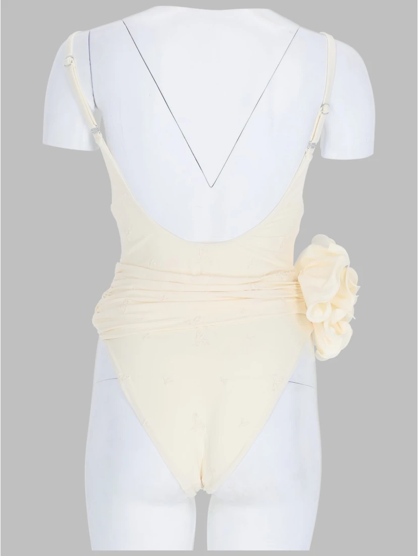 COSTUME DA BAGNO INTERO CON ROSE RICAMATE
