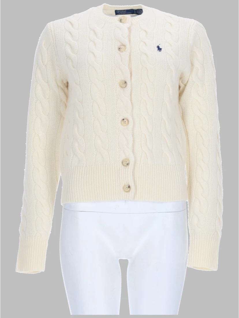 CARDIGAN A TRECCE CON LOGO