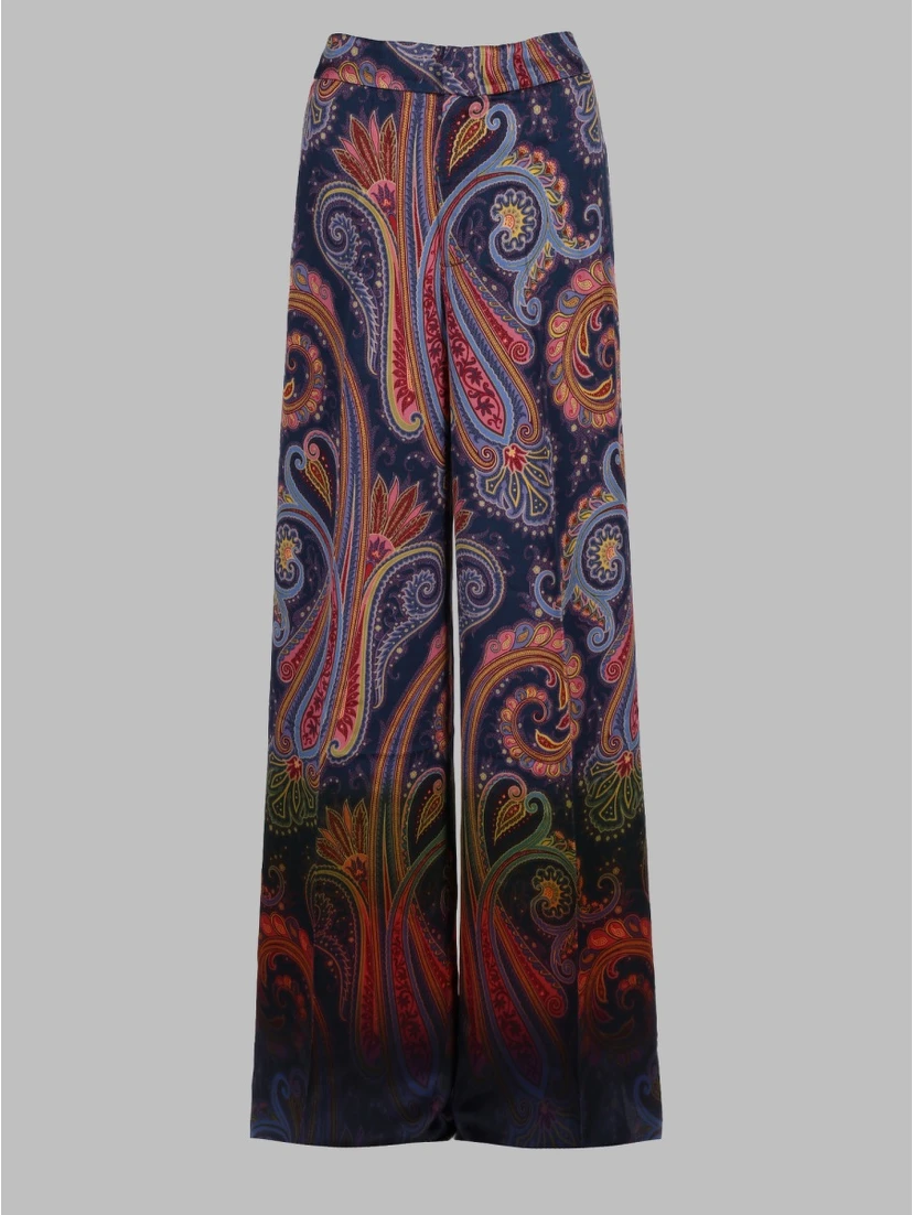 PANTALONE IN ENVERS SATIN CON MOTIVO PAISLEY