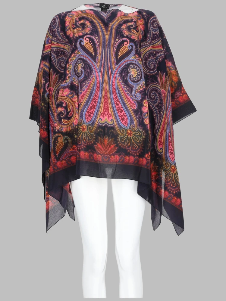 TOP PONCHO CON STAMPA