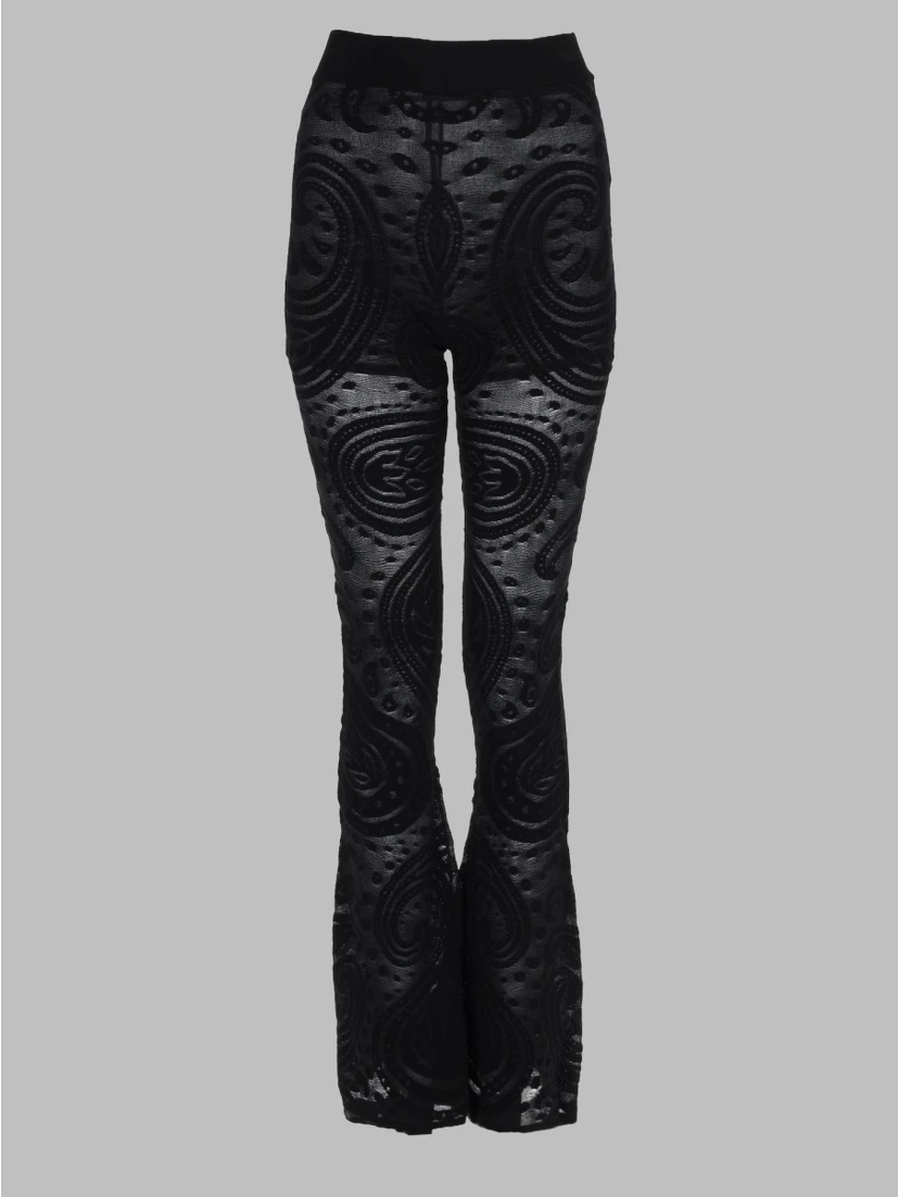 PANTALONE SVASATO IN JACQUARD TRASPARENTE
