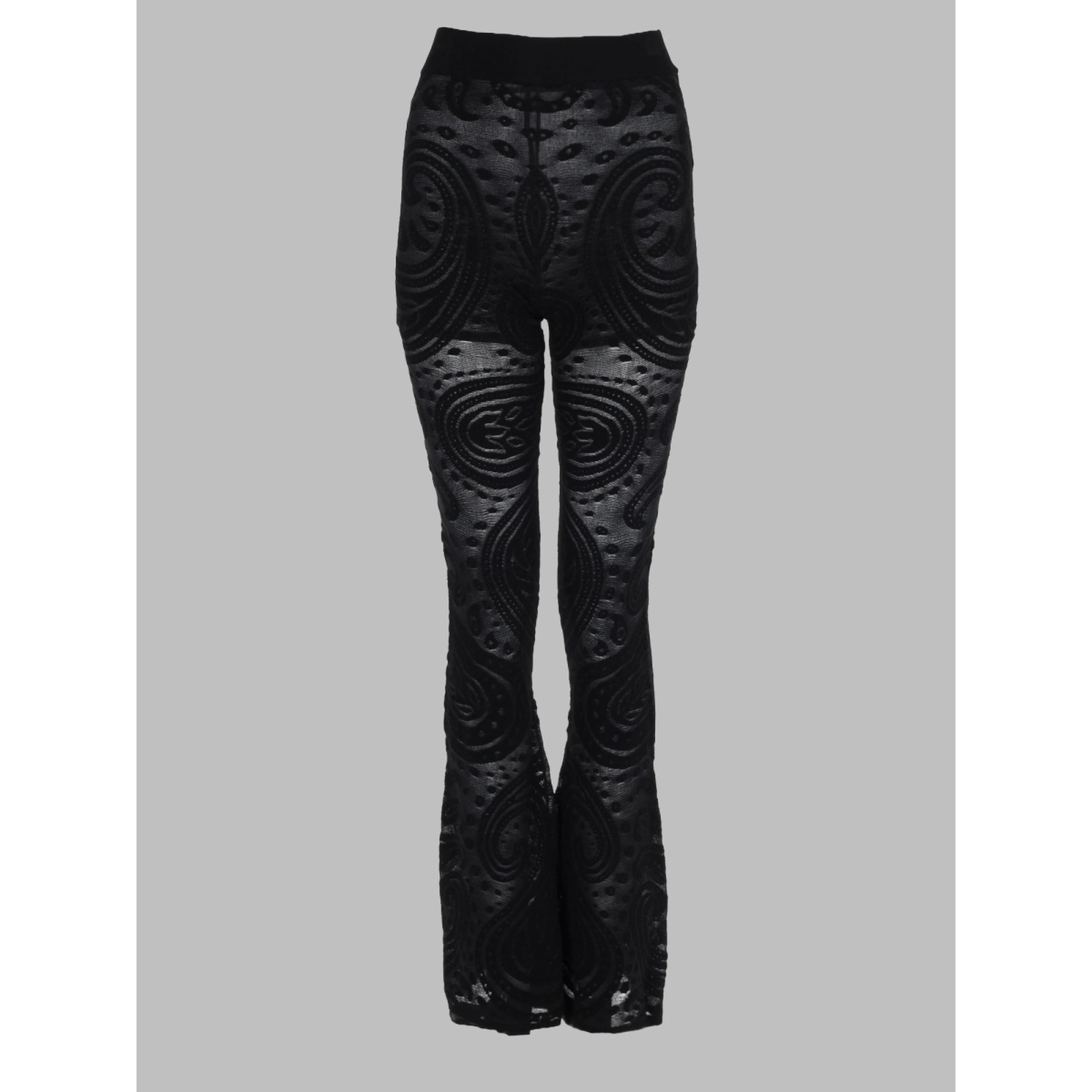PANTALONE SVASATO IN JACQUARD TRASPARENTE