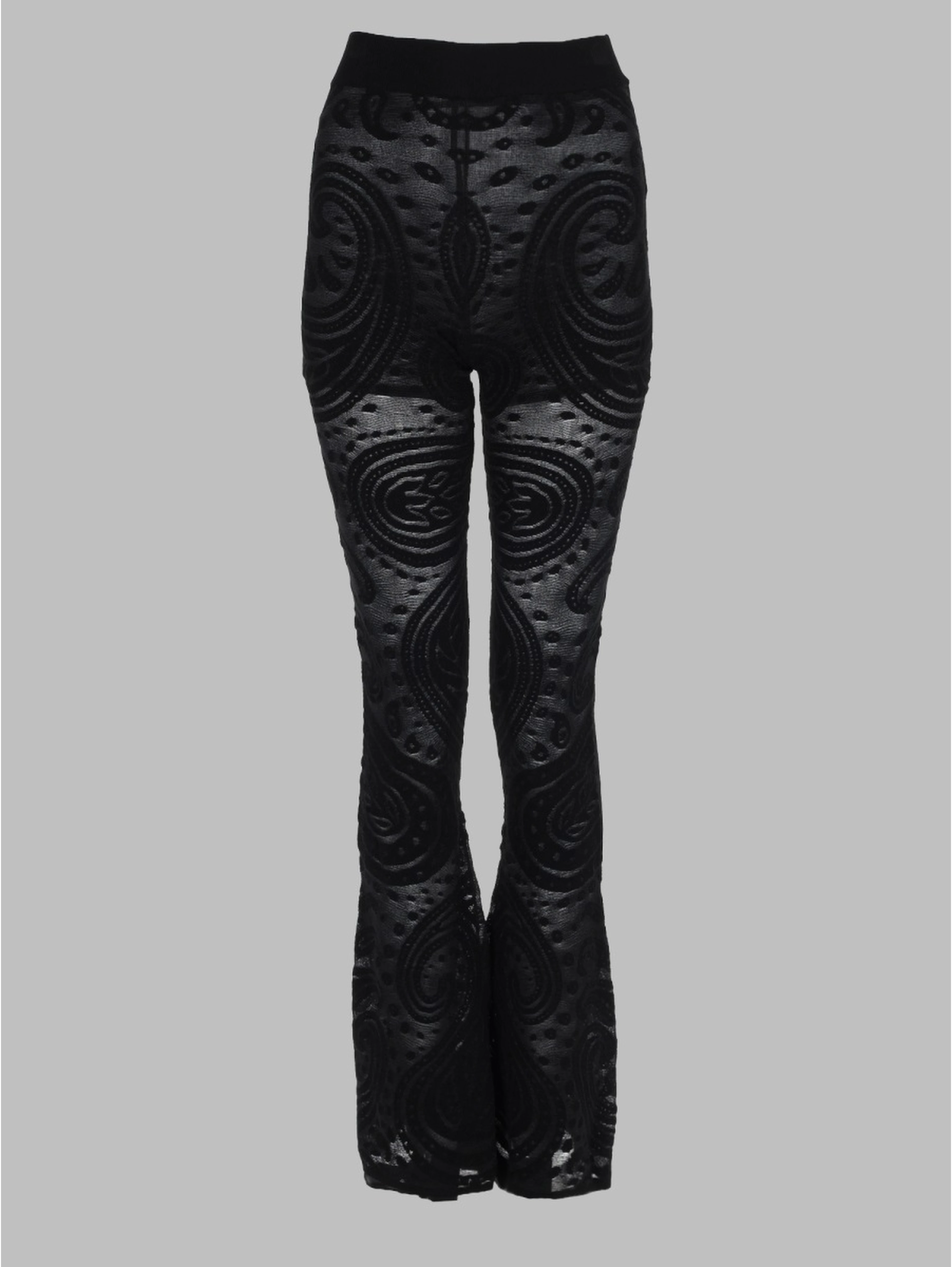 PANTALONE SVASATO IN JACQUARD TRASPARENTE