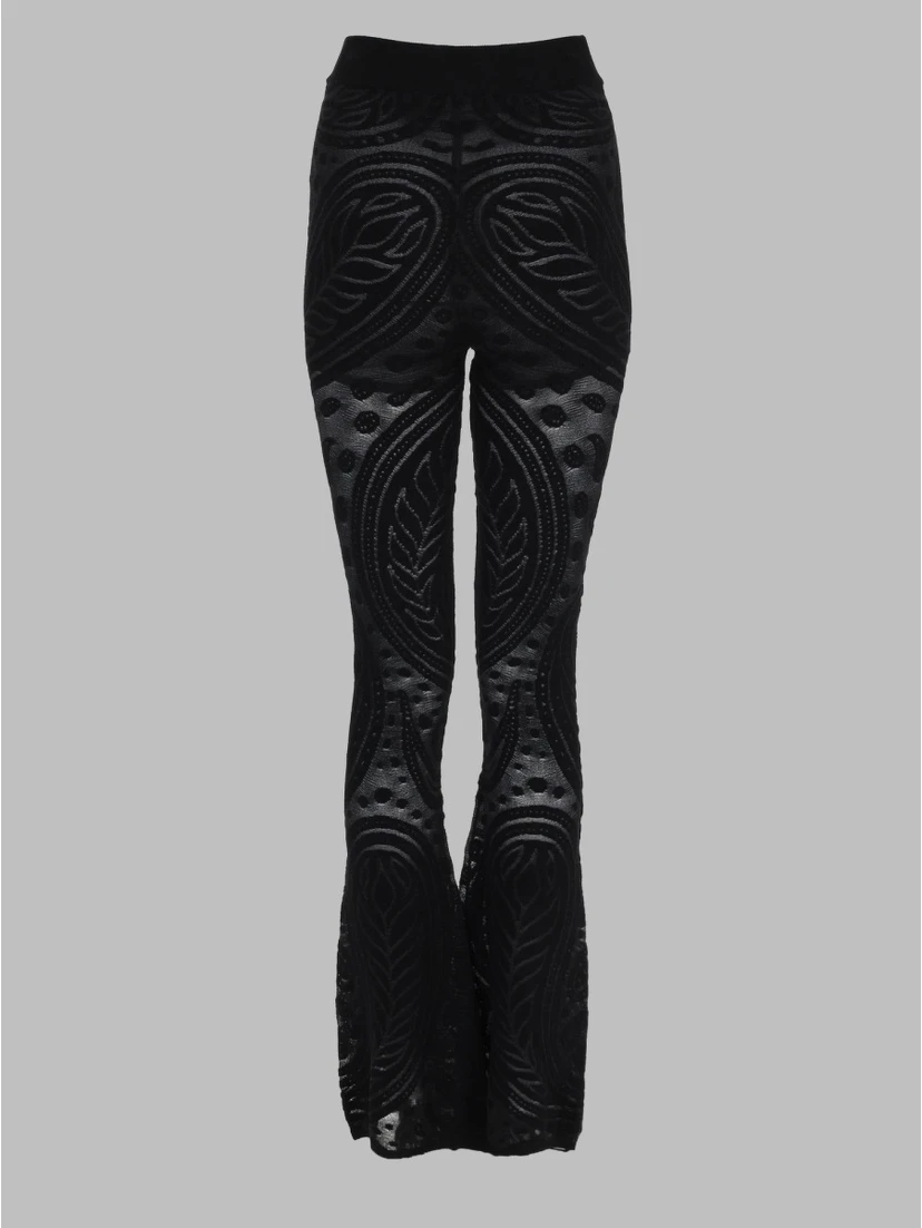PANTALONE SVASATO IN JACQUARD TRASPARENTE