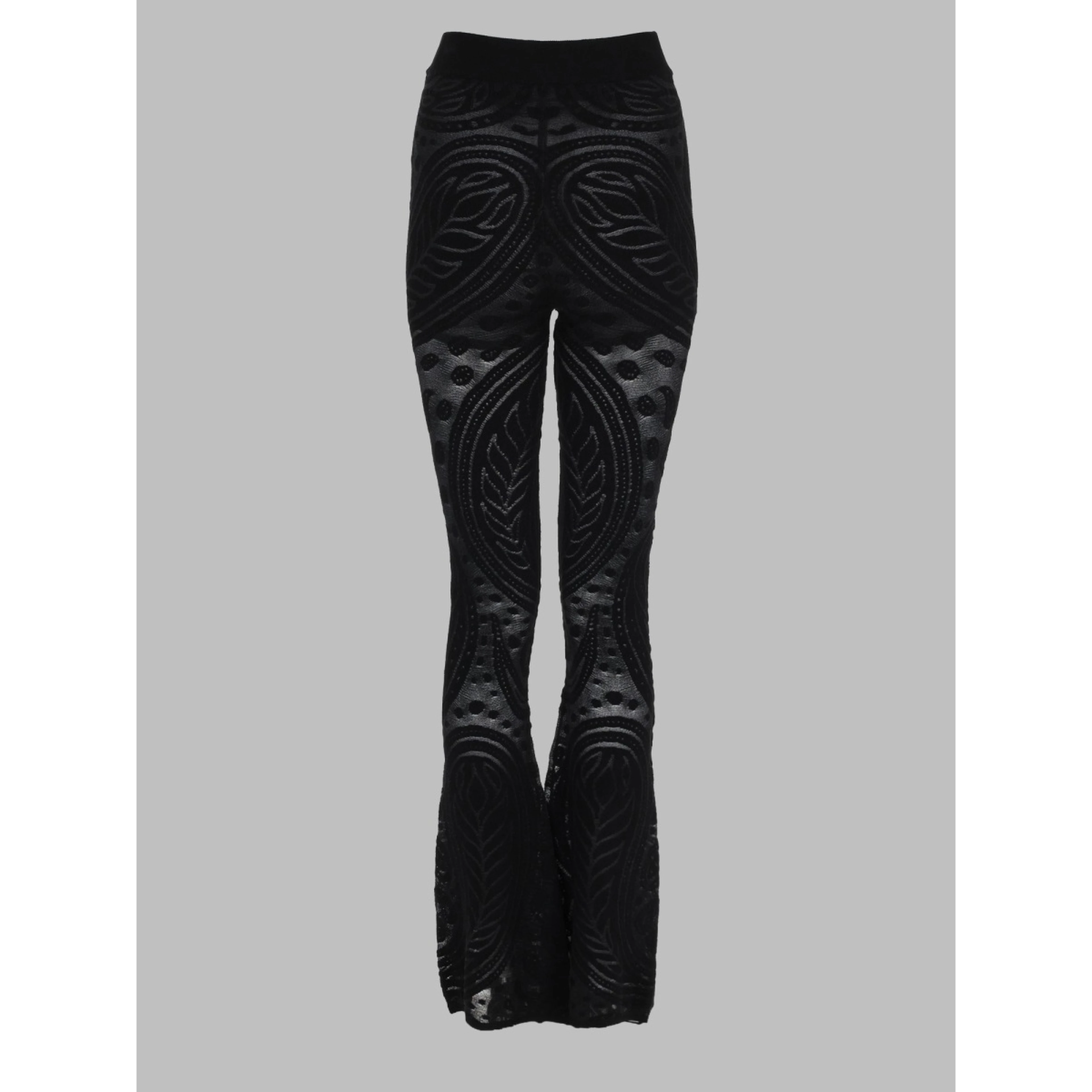 PANTALONE SVASATO IN JACQUARD TRASPARENTE