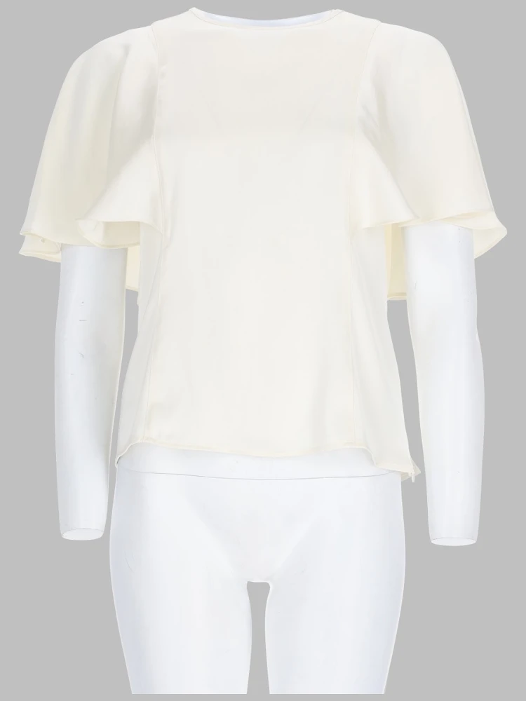 BLUSA IN RASO CON MANICHE A MANTELLA