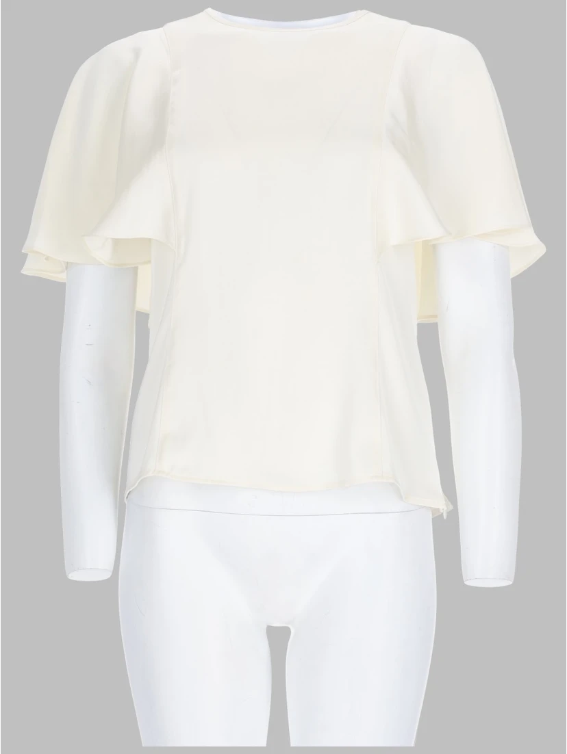 BLUSA IN RASO CON MANICHE A MANTELLA