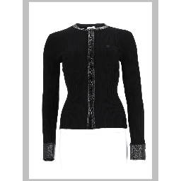 CARDIGAN A COSTE CON DETTAGLI IN VINILE