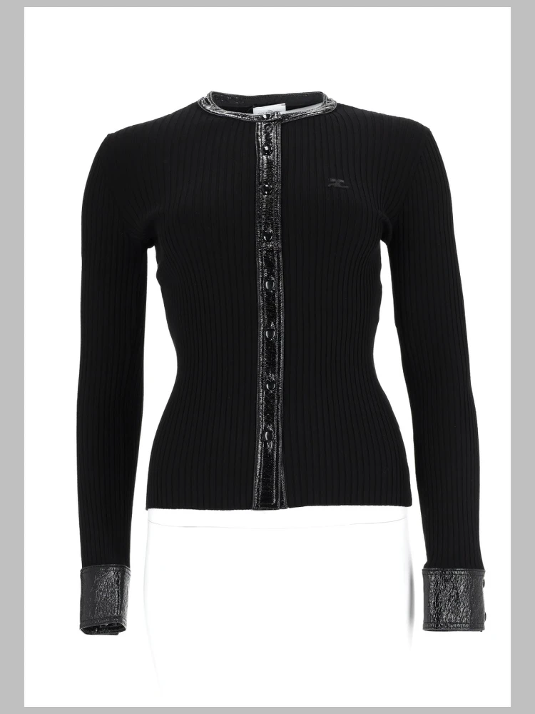 CARDIGAN A COSTE CON DETTAGLI IN VINILE
