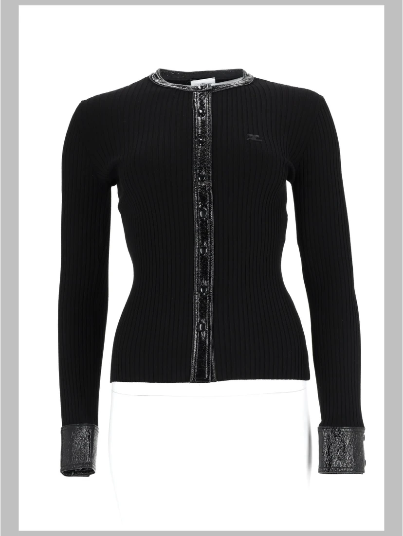 CARDIGAN A COSTE CON DETTAGLI IN VINILE