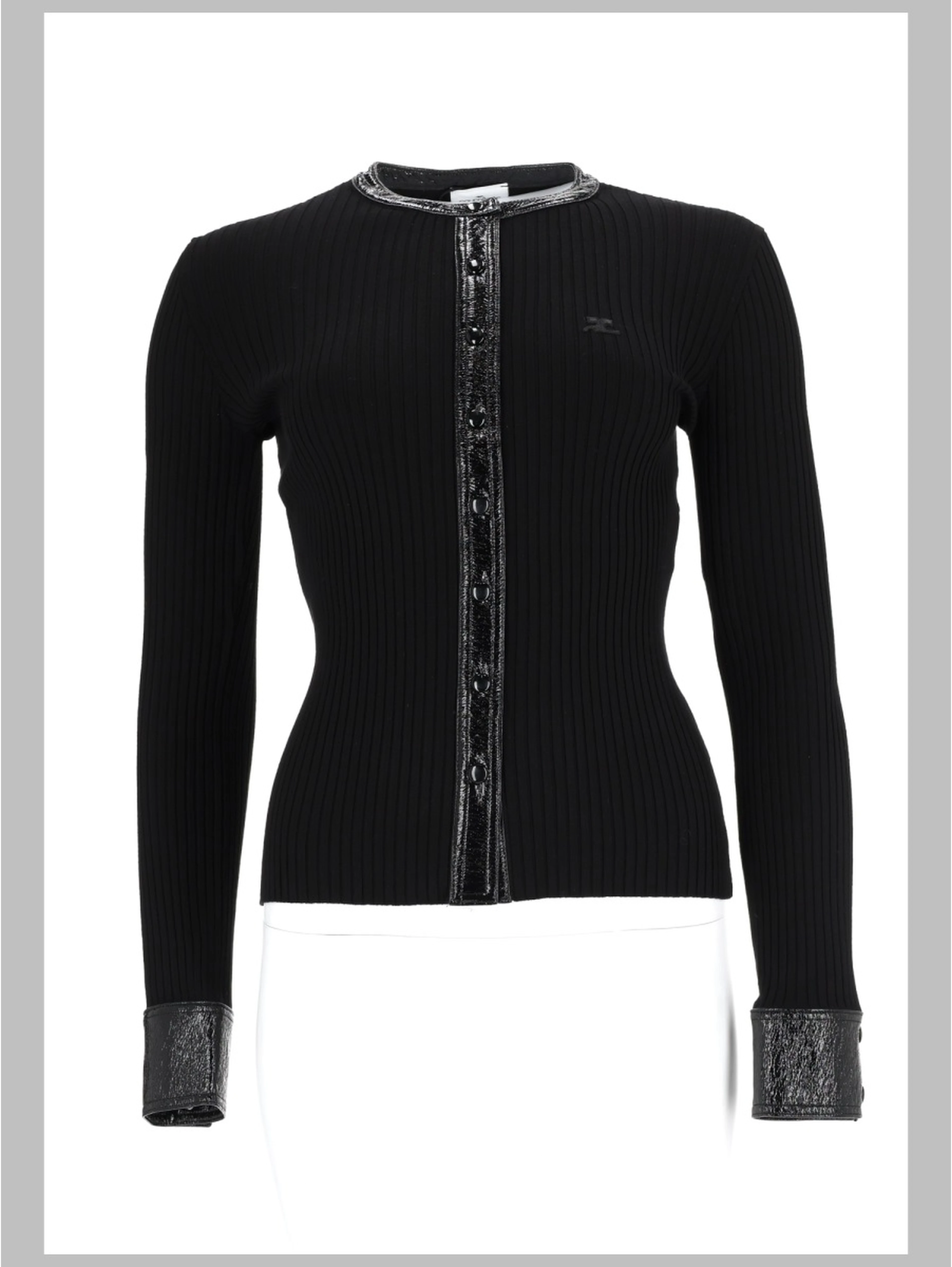 CARDIGAN A COSTE CON DETTAGLI IN VINILE