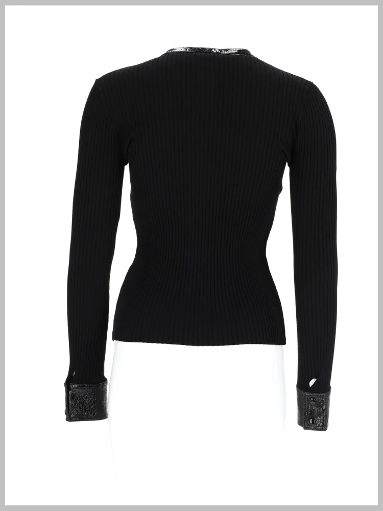 CARDIGAN A COSTE CON DETTAGLI IN VINILE alternative