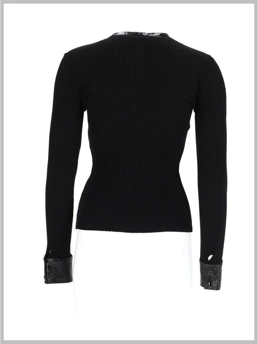 CARDIGAN A COSTE CON DETTAGLI IN VINILE