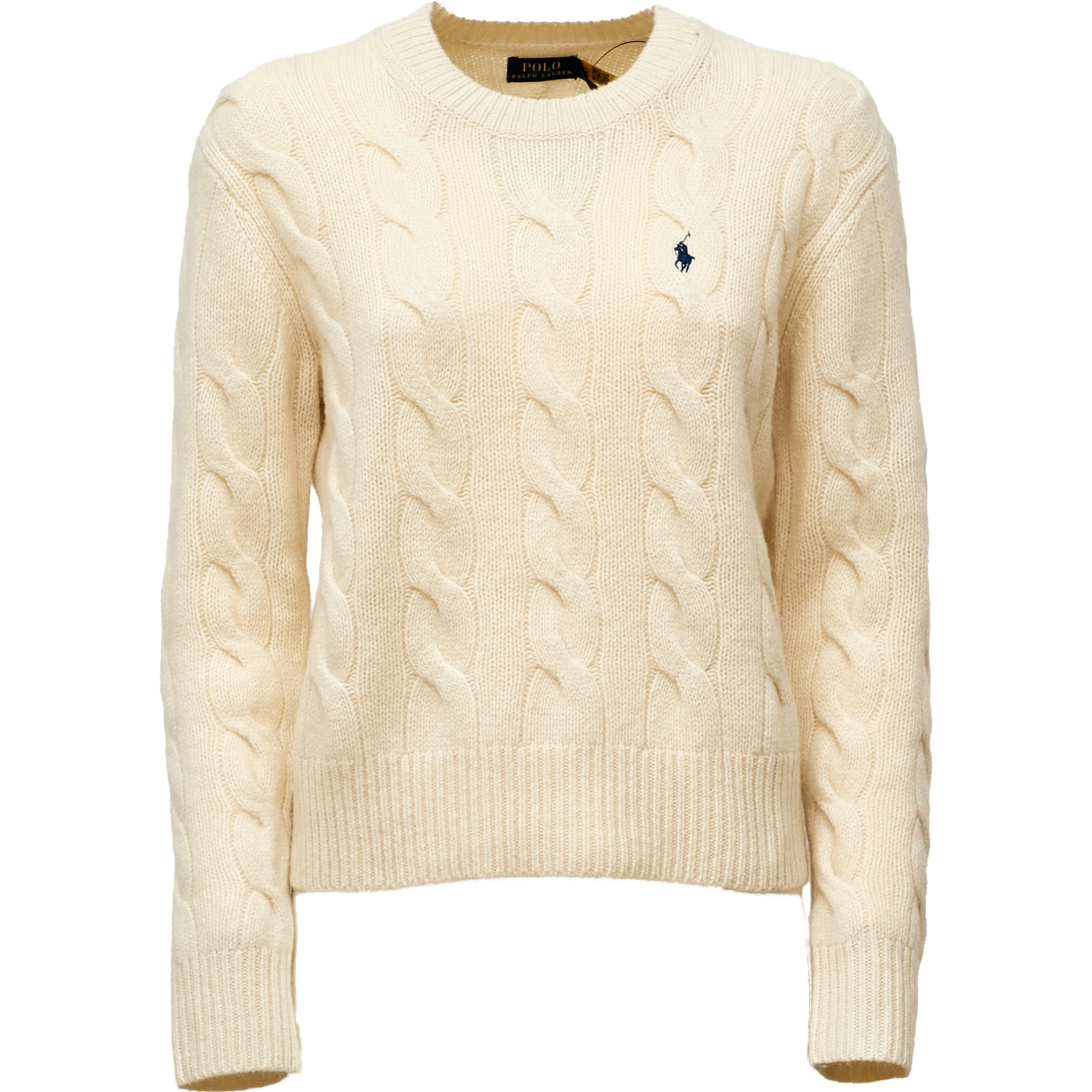 Cable Knit Crewneck Sweater Wool, Cashmere Blend