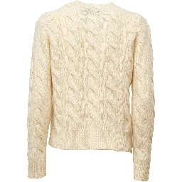 Cable Knit Crewneck Sweater Wool, Cashmere Blend