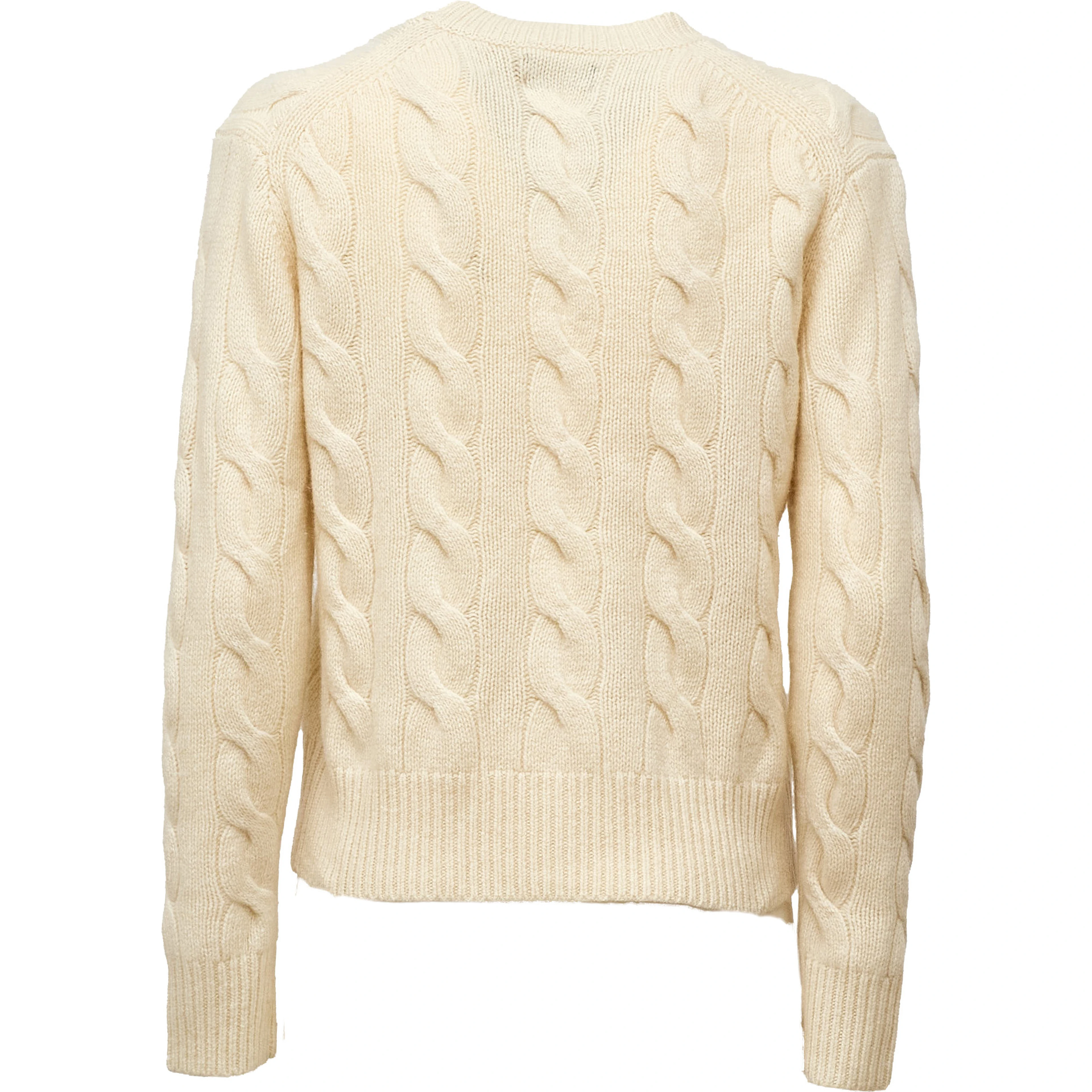 Cable Knit Crewneck Sweater Wool, Cashmere Blend